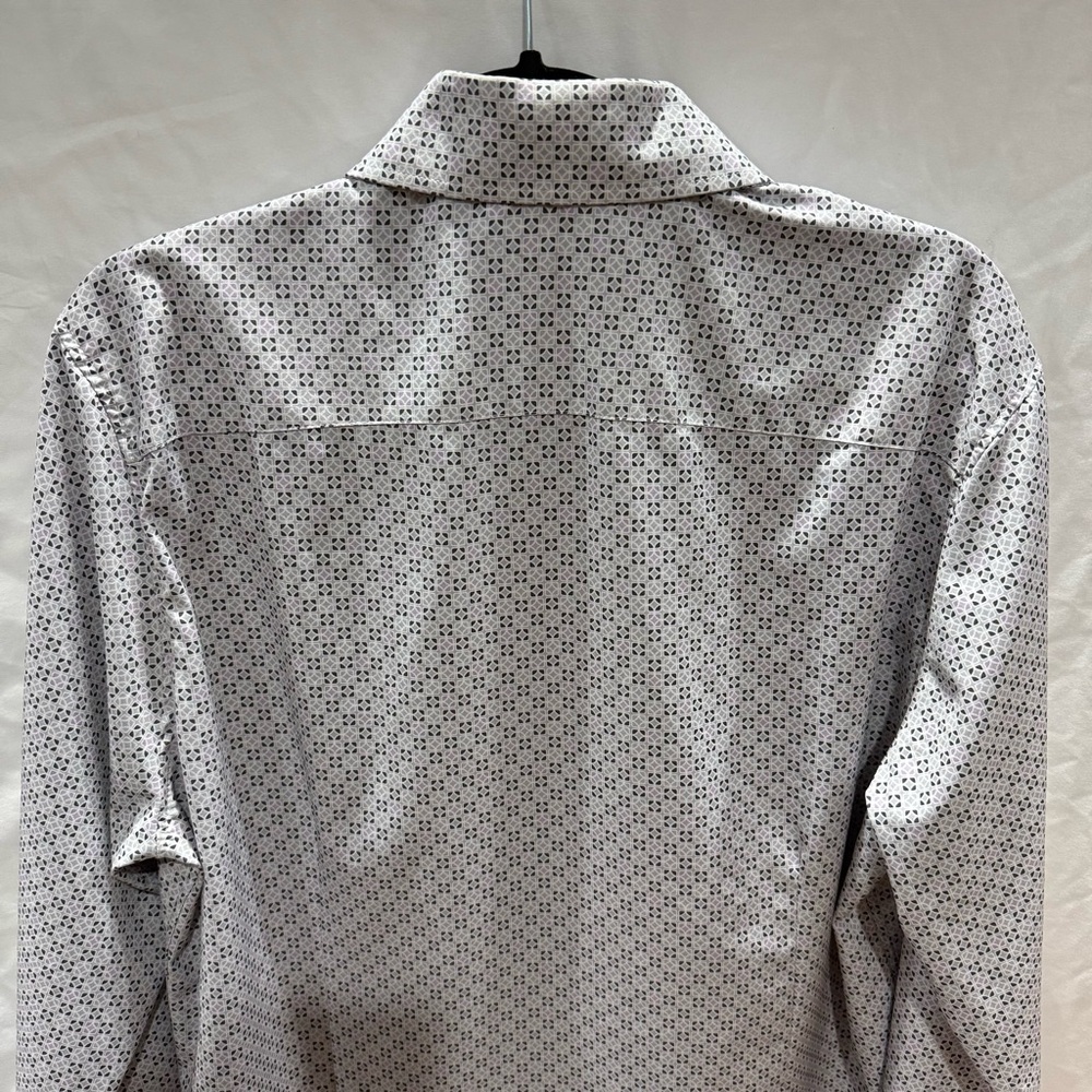WRK 4-Way Stretch Button Front Shirt Size 16 Geometric Print  Lightweight Office - Picture 12 of 13